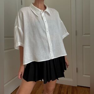 H&M White Linen Button Down Shirt